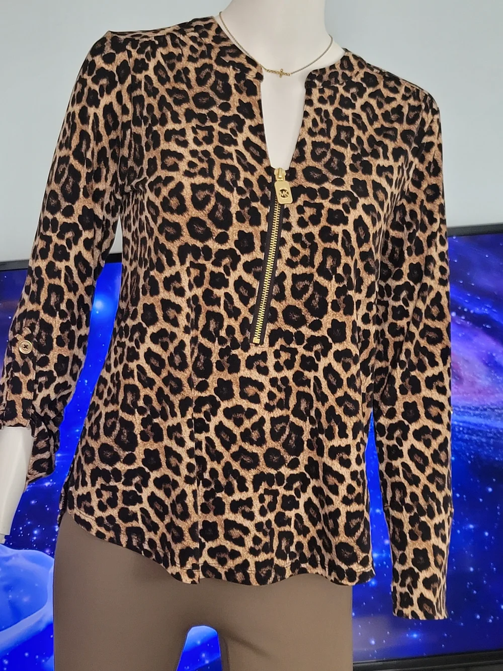 ❗️ MICHAEL KORS Leopard Print Zip-Front Blouse and LEGGINS COMBO❗️ - Picture 11 of 15